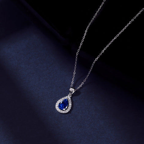 925 Sterling silver necklace with dark blue zirconia – elegance in its deepest form