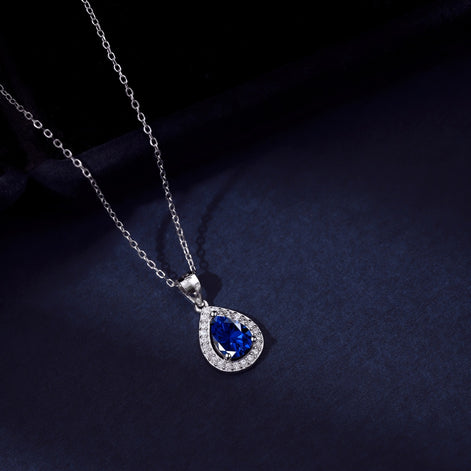 925 Sterling silver necklace with dark blue zirconia – elegance in its deepest form