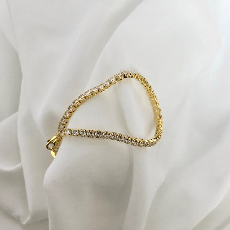 Bracelet made of 925 sterling silver with zirconia stones set all around, 18K gold-plated