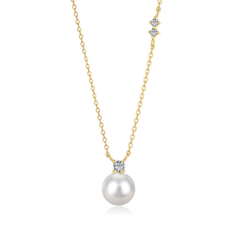 Pearl necklace 925 silver gold-plated zirconia pendant with pearl