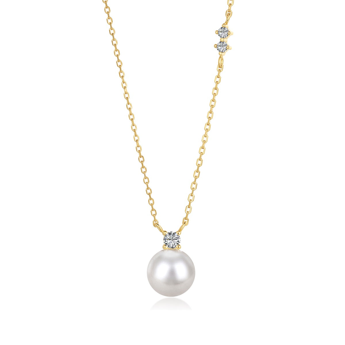 Pearl necklace 925 silver gold-plated zirconia pendant with pearl