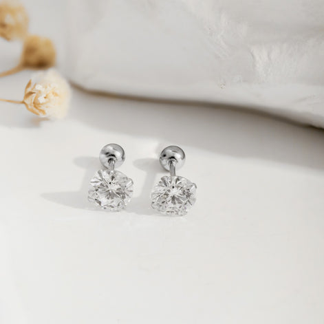 Stud earrings 925 silver with sparkling zirconia stone