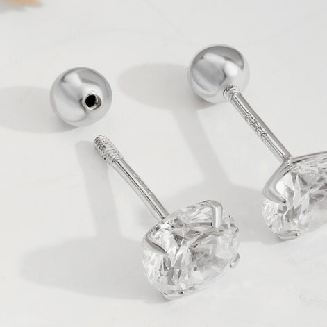 Stud earrings 925 silver with sparkling zirconia stone