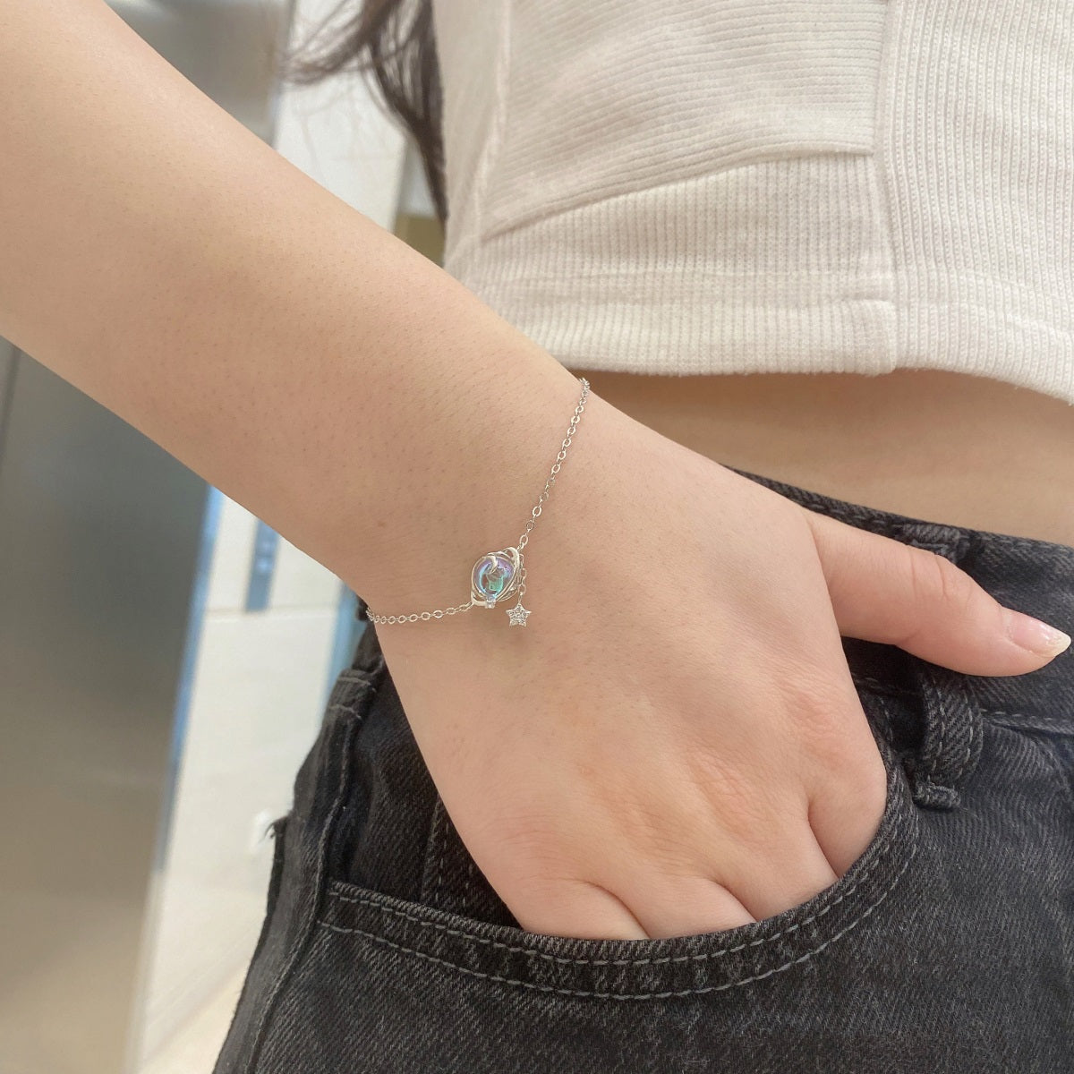 Galaxy Bracelet 925 Silver- Blue Ubiverse Design Adjustable