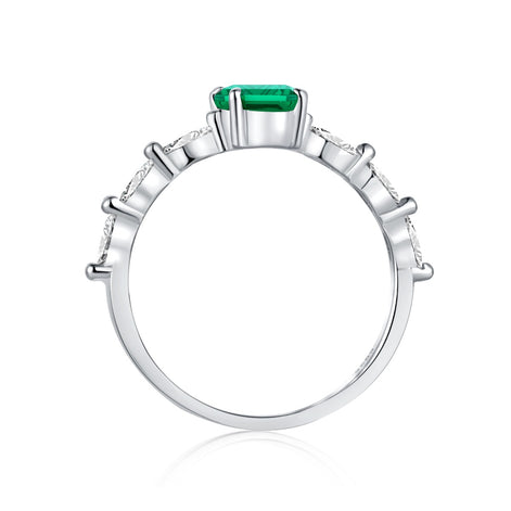 Sterling silver ring with green zirconia stone