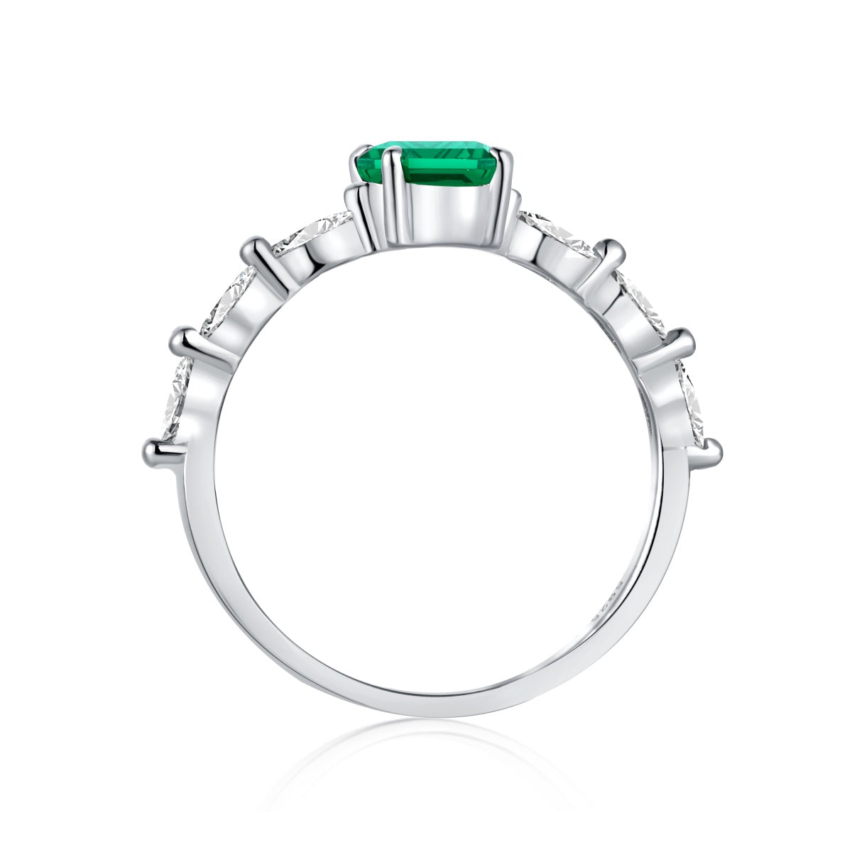 Sterling silver ring with green zirconia stone