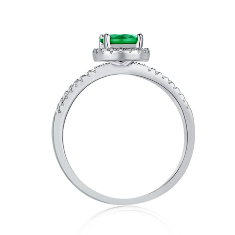 Ring made of 925 Sterling silver with green zirconia &amp; sparkling details