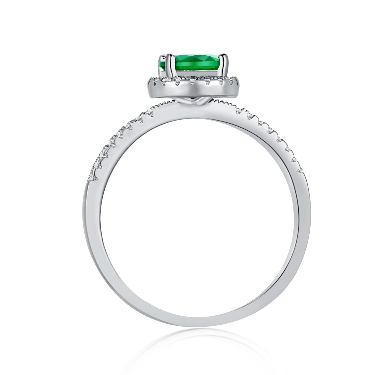 Ring made of 925 Sterling silver with green zirconia & sparkling details