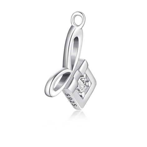 Necklace pendant in gift design made of 925 Sterling silver with round zirconia stone