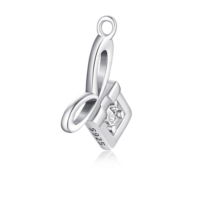 Necklace pendant in gift design made of 925 Sterling silver with round zirconia stone