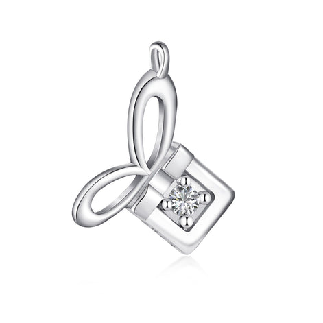 Necklace pendant in gift design made of 925 Sterling silver with round zirconia stone