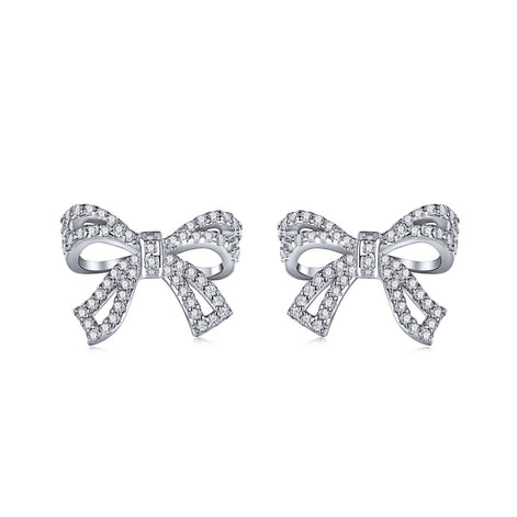 Bow earrings made of 925 silver with zirconia