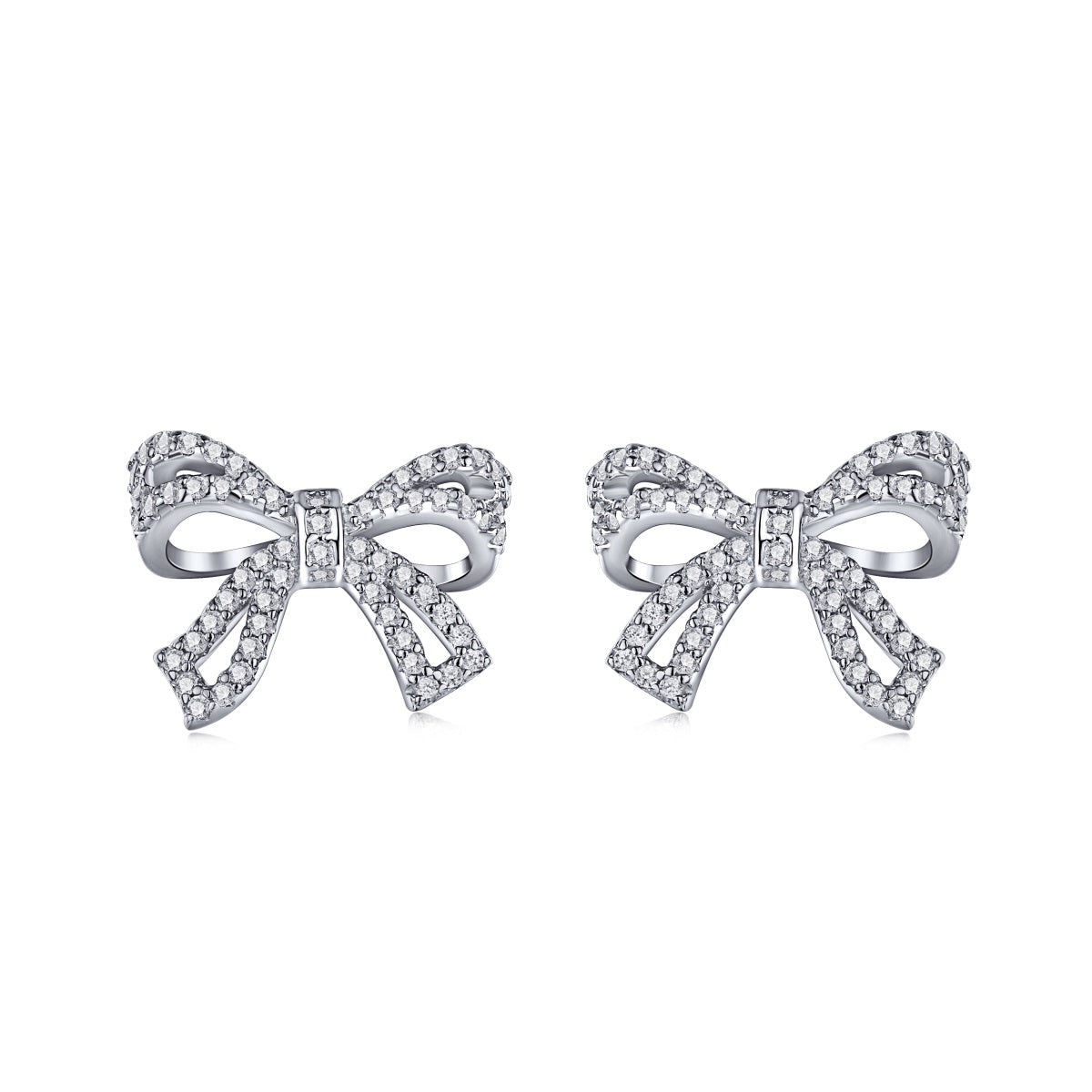 Bow earrings made of 925 silver with zirconia