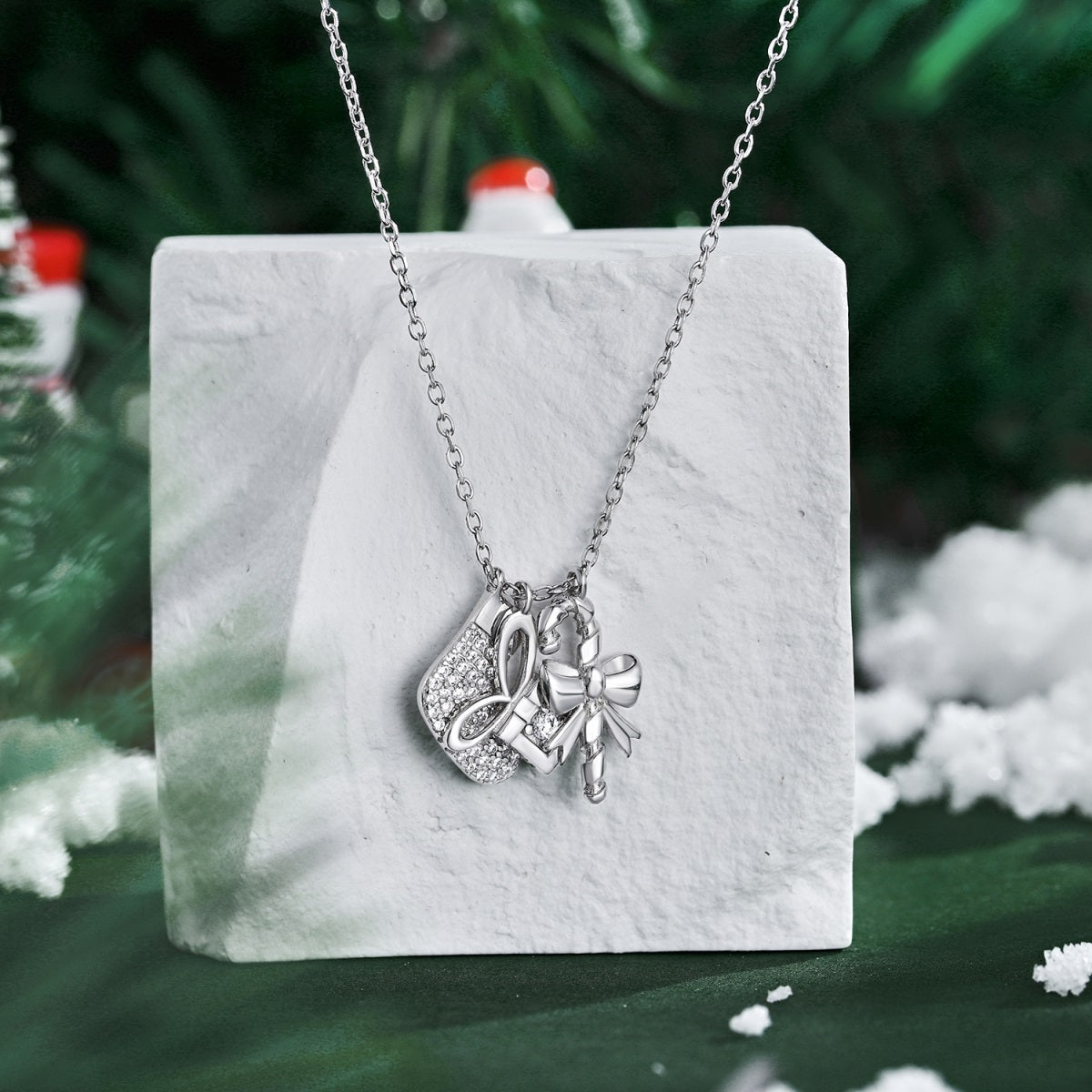 Necklace pendant in gift design made of 925 Sterling silver with round zirconia stone
