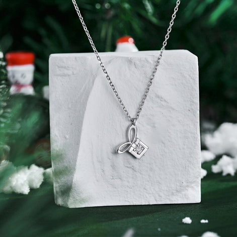 Necklace pendant in gift design made of 925 Sterling silver with round zirconia stone