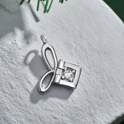 Necklace pendant in gift design made of 925 Sterling silver with round zirconia stone