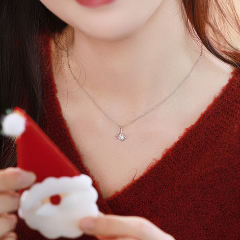 Necklace pendant in gift design made of 925 Sterling silver with round zirconia stone