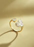 Adjustable 925 silver ring – 18K gold-plated with two heart zirconia