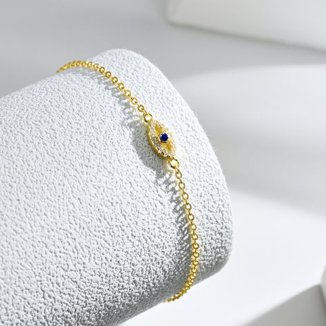 18K gold-plated bracelet made of 925 sterling silver with eye pendant