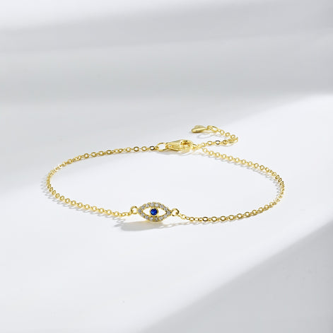 18K gold-plated bracelet made of 925 sterling silver with eye pendant