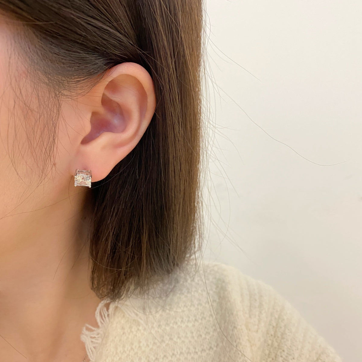 Stud earrings 925 Sterling Silver - Square Zirconia