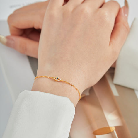 18K gold-plated bracelet made of 925 sterling silver with eye pendant