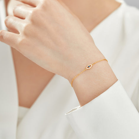 18K gold-plated bracelet made of 925 sterling silver with eye pendant