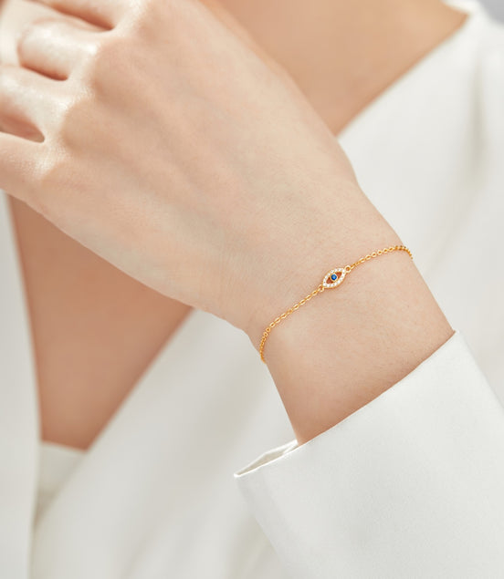 18K gold-plated bracelet made of 925 sterling silver with eye pendant