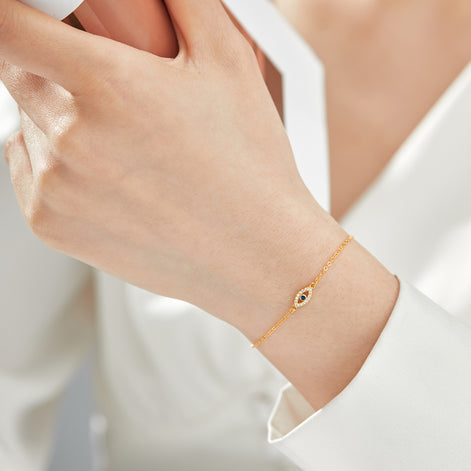 18K gold-plated bracelet made of 925 sterling silver with eye pendant