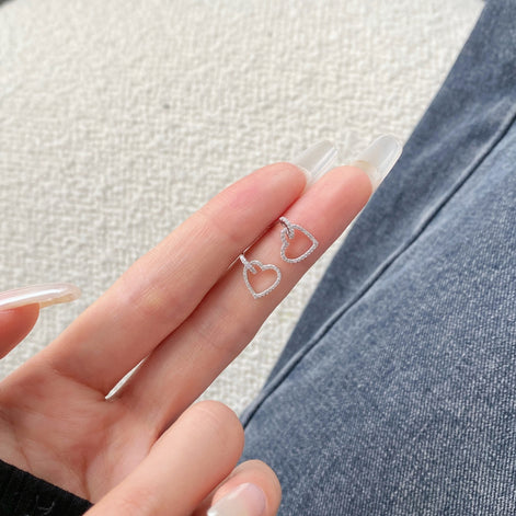 Heart earrings made of 925 silver with zirconia stones