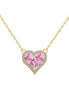 قلادة من الفضة الإسترلينية عيار 925 - مطلية بالذهب عيار 18 قيراطًا مع زركونيا على شكل قلب وردي