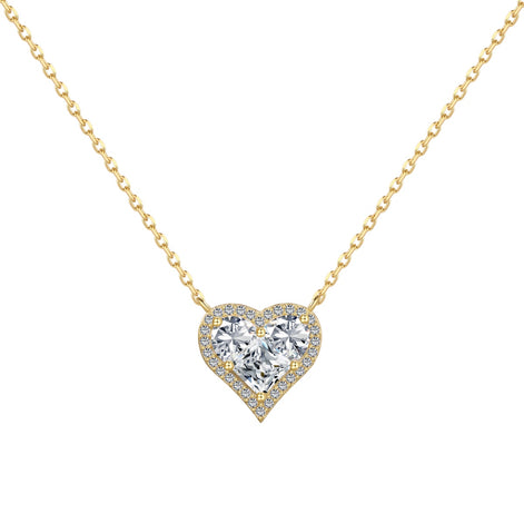 925 Sterling Silver Necklace – 18K gold plated with clear heart zirconia