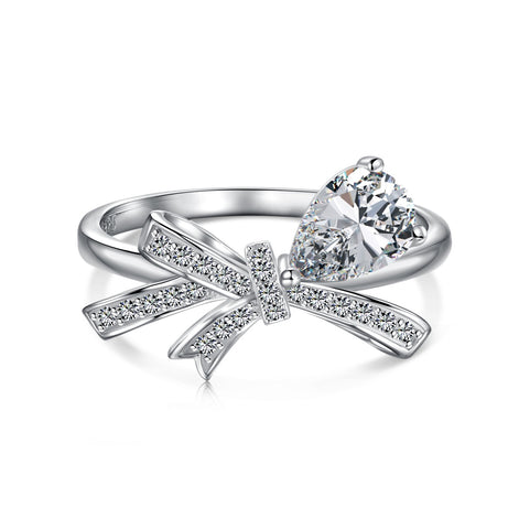925 silver ring in bow design with zirconia stones
