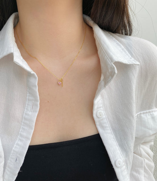 925 silver necklace heart &amp; key - 18K gold-plated