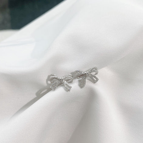 Bow earrings made of 925 silver with zirconia