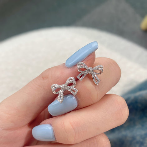 Bow earrings made of 925 silver with zirconia