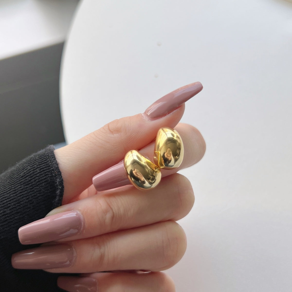 Chunky hoop earrings 18K gold-plated made of 925 silver