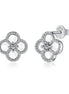 Cloverleaf stud earrings 925 silver zirconia flower, silver, green, black, grey