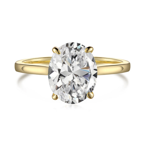 18K gold-plated 925 silver solitaire ring with large zirconia