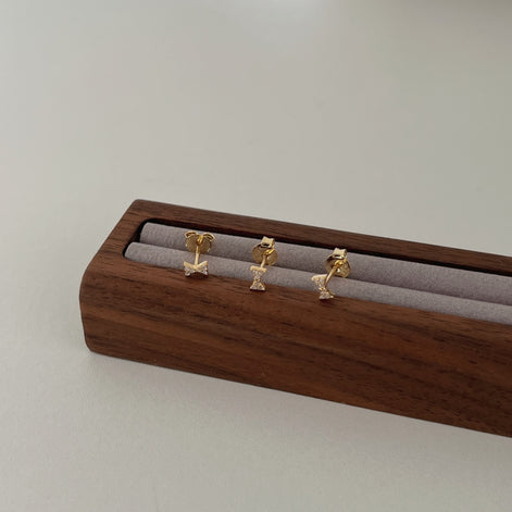 18K gold-plated ear stud set - Ear Stacking Trio "Bow Collection"