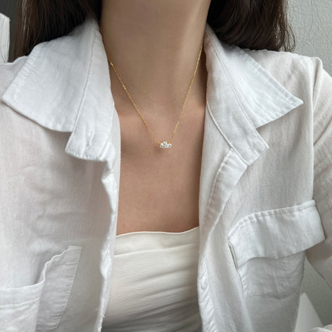 قلادة من الفضة عيار 925 على شكل قلب مزدوج - مطلية بالذهب عيار 18 قيراطًا