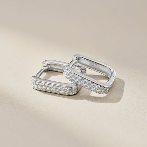 925 silver hoop earrings – square &amp; set with zirconia