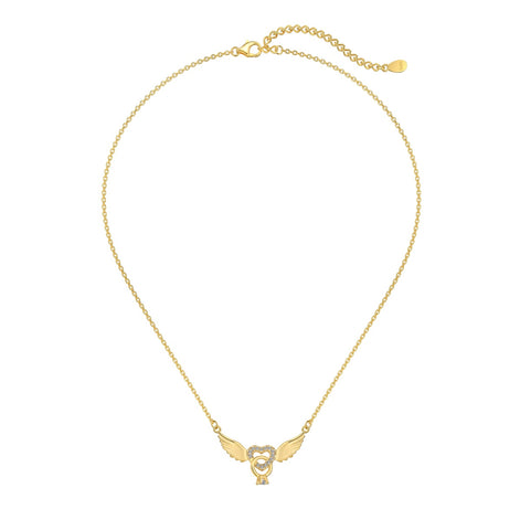925 silver necklace heart with wings - 18K gold-plated