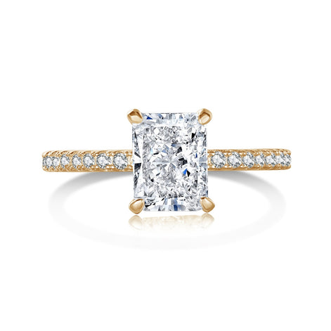Elegant solitaire ring – 925 silver, 18K gold-plated