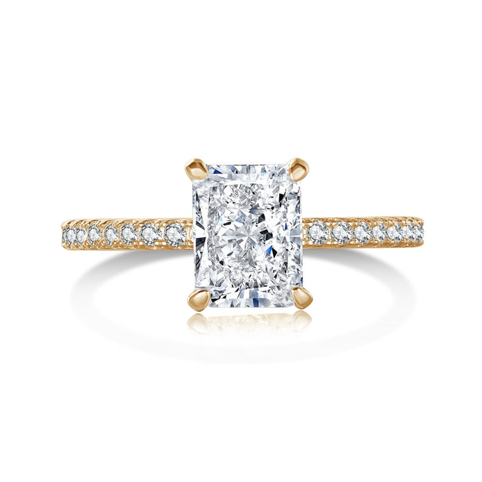 Elegant solitaire ring – 925 silver, 18K gold-plated