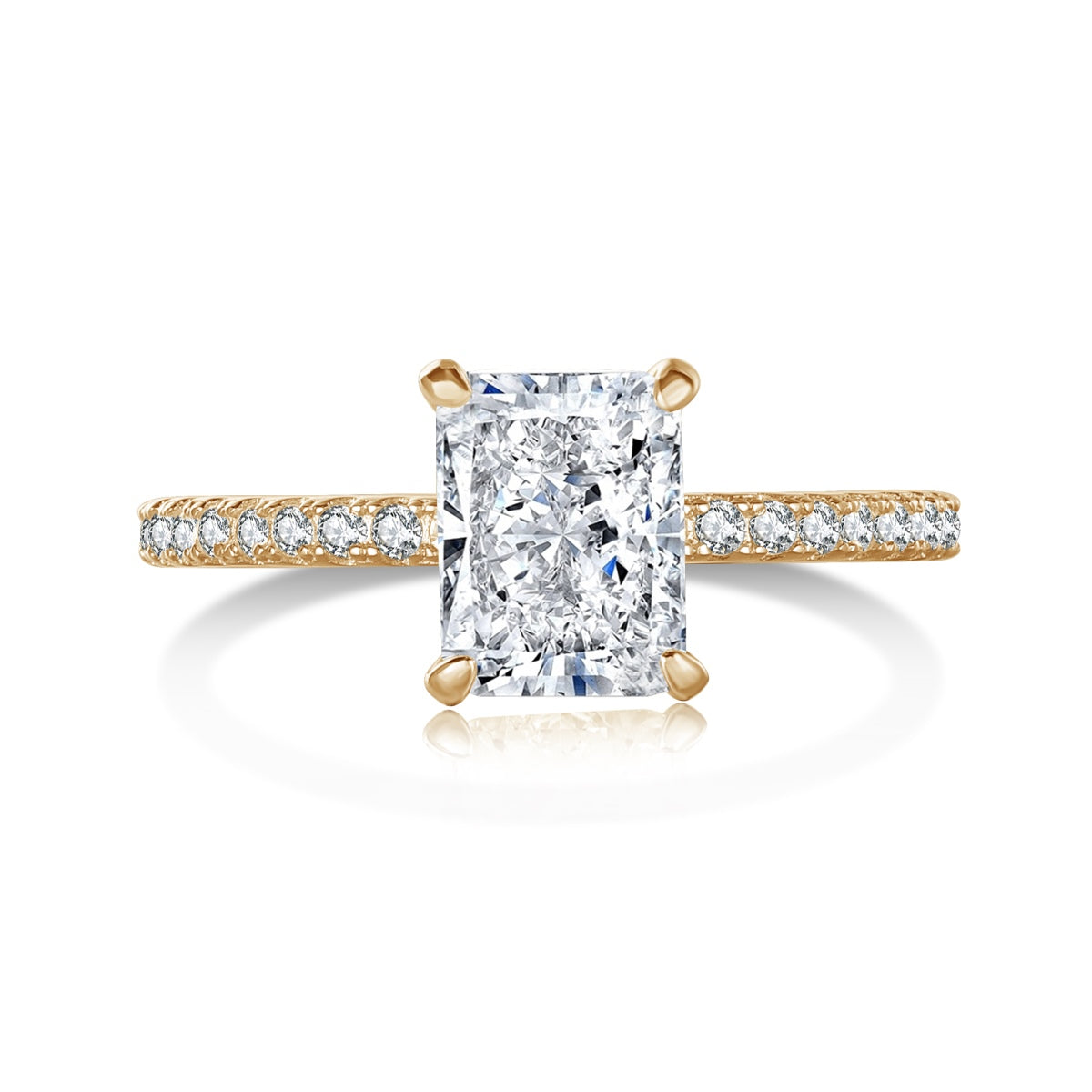 Elegant solitaire ring – 925 silver, 18K gold-plated