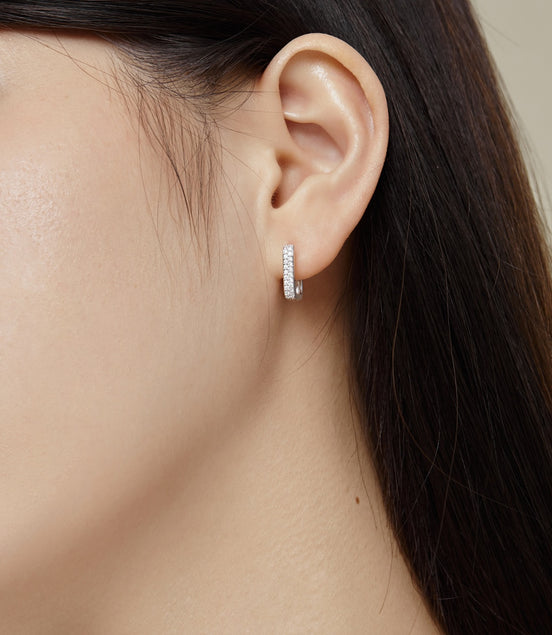 925 silver hoop earrings – square &amp; set with zirconia