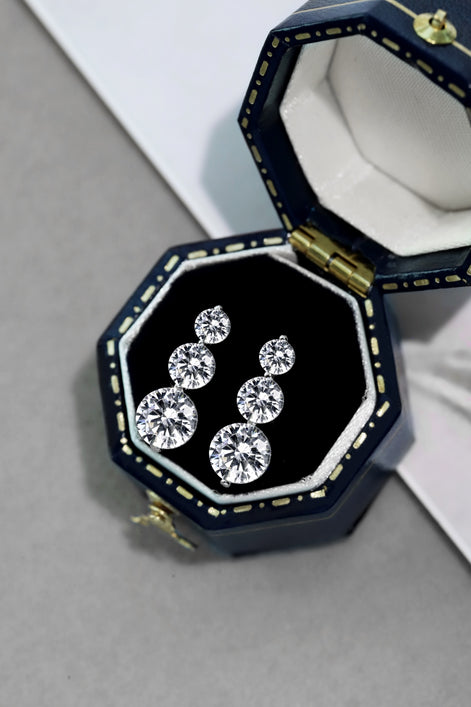 Zirconia earrings hanging 925 silver with 3 stones