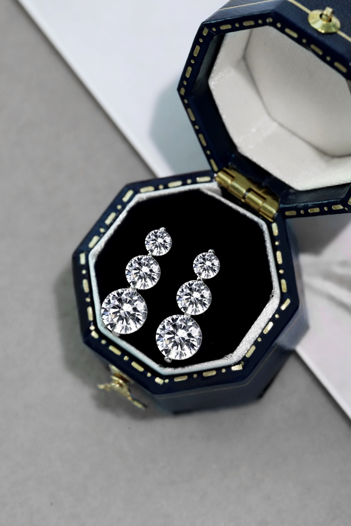 Zirconia earrings hanging 925 silver with 3 stones