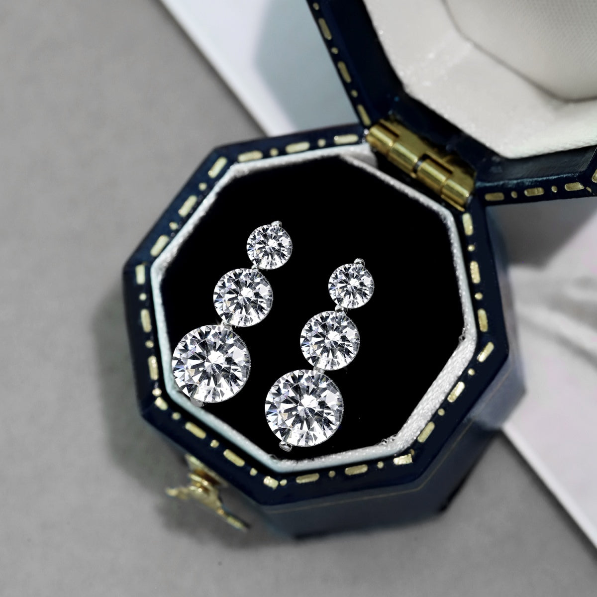 Zirconia earrings hanging 925 silver with 3 stones